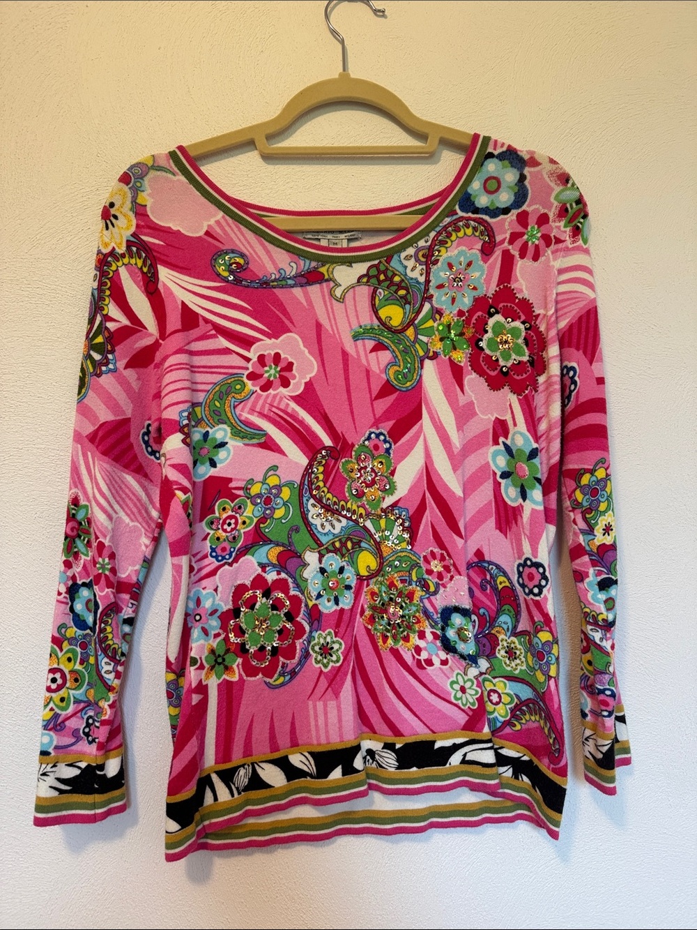 Women’s Pink Floral Print Long Sleeve Top